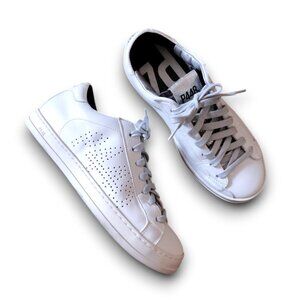 NEW P448 John Sneakers White with Silver Glitter Tongue